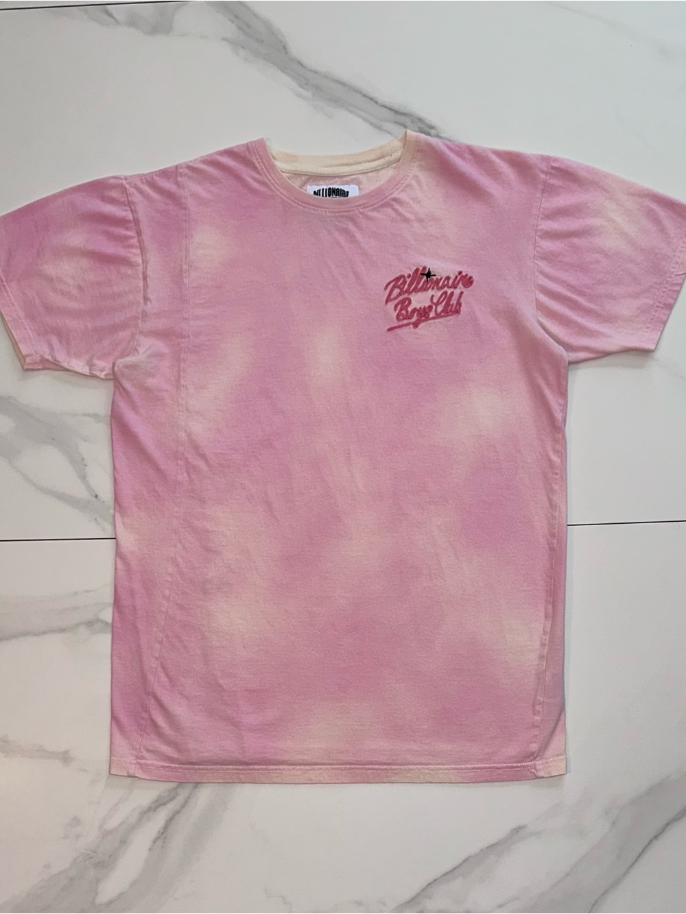 Billionaire Boys Club BBC Pink Tie Dye Embroidered Script Logo T-Shirt Small